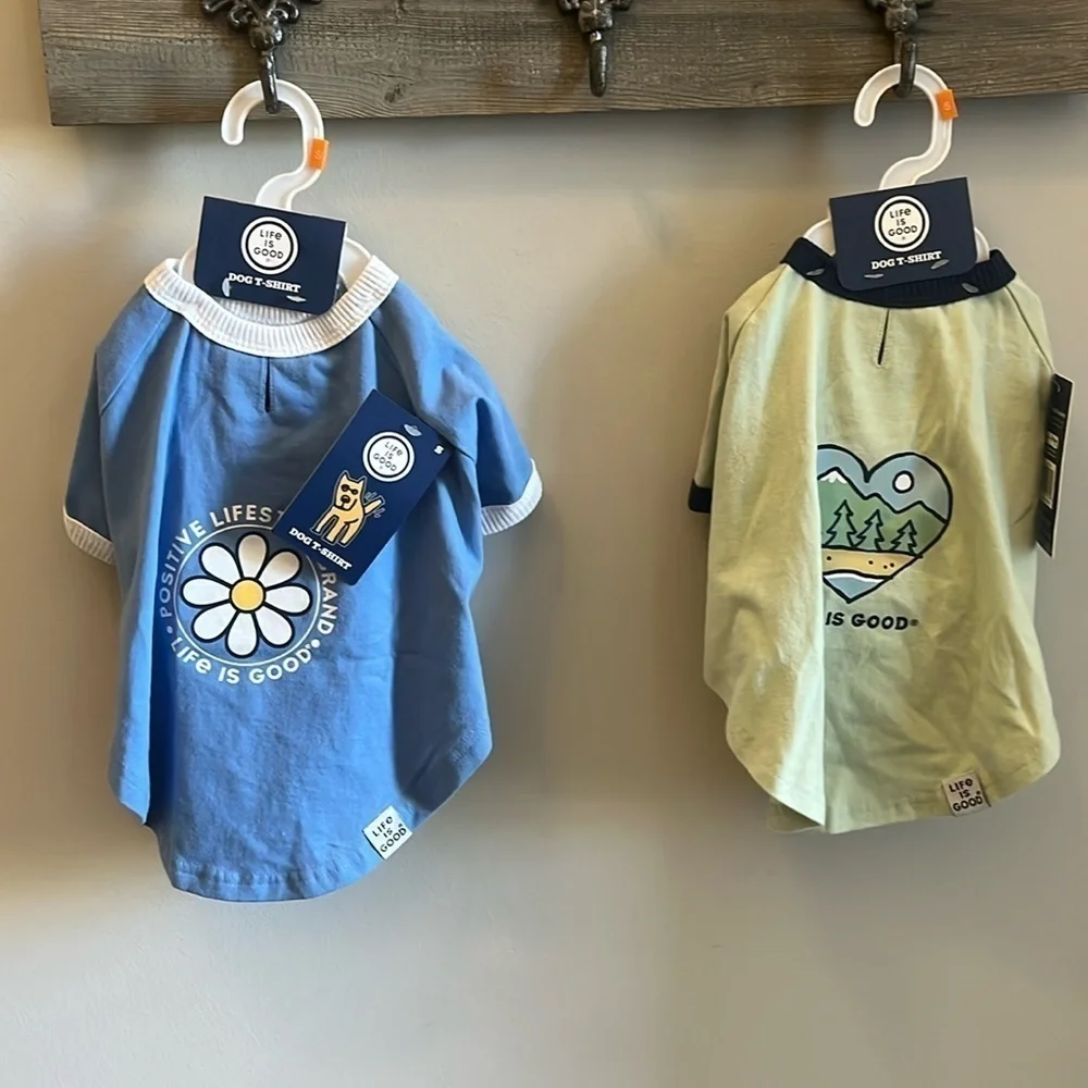 2 Two “Life Is Good” Dog T-shirts NWT Size Small Unisex Daisy Nature